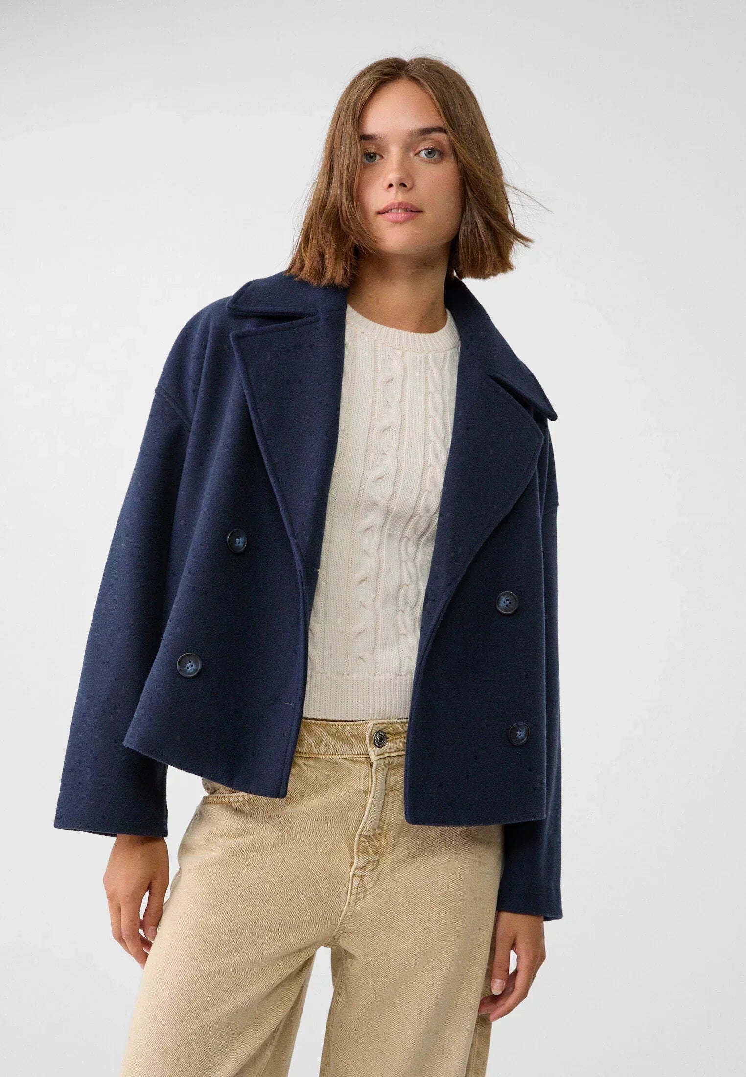 Olivia Donna Cappotto – Chic Cappotto Court Croisé a Boutons Eleganti & Style Moderne