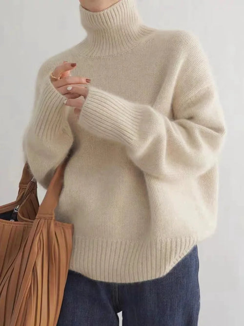 Seraphina Maglione Donna – Maglione a Dolcevita a coste & Confortevole, stile chic per l’Inverno