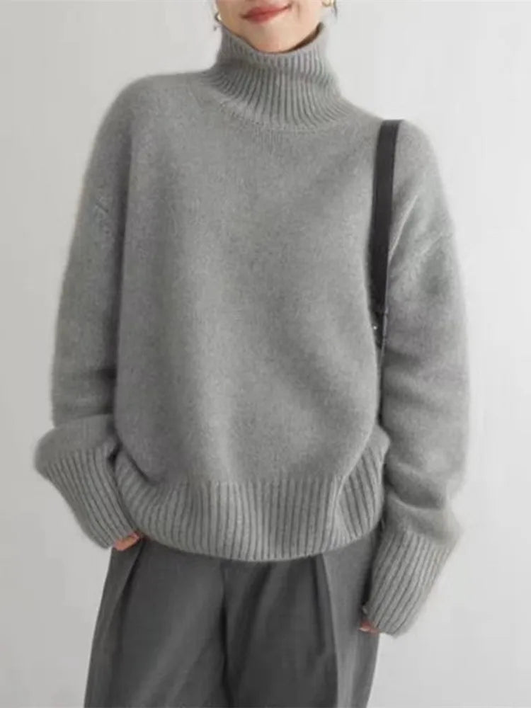 Seraphina Maglione Donna – Maglione a Dolcevita Côtelé & Confortevole, Style Chic per l’Inverno