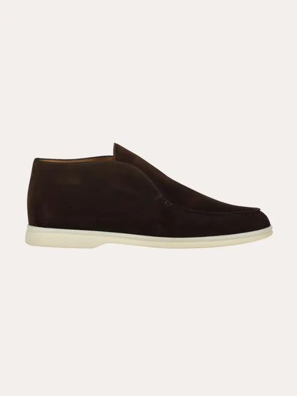 Mocassini Uomo in pelle scamosciata marrone, eleganti — vista 4