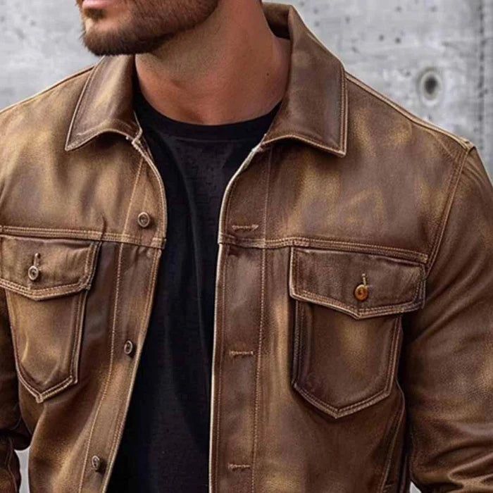 Pierre Giacca Uomo Vintage – Giacca in Cuir Elegante & Durable al Style Intemporel