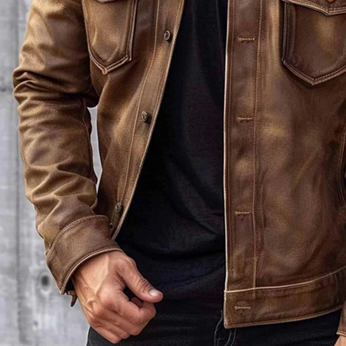 Pierre Giacca Uomo Vintage – Giacca in Cuir Elegante & Durable al Style Intemporel