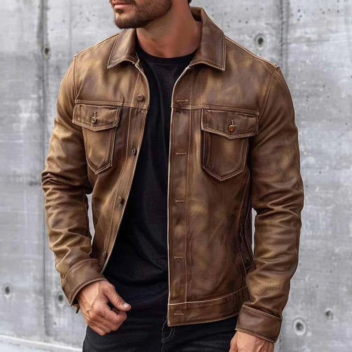 Pierre Giacca Uomo Vintage – Giacca in Cuir Elegante & Durable al Style Intemporel
