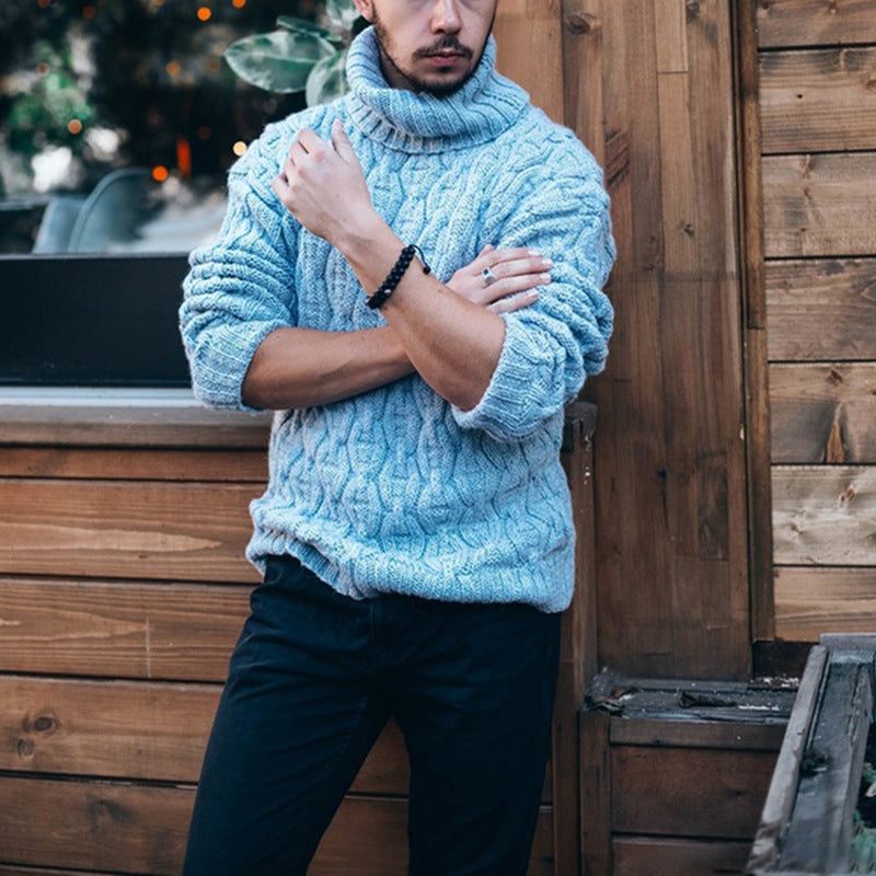 Kenzo Cortese Maglione Uomo in Maglia Câblée – Col Montant Caldo in Lana Mélangée Automne & Inverno