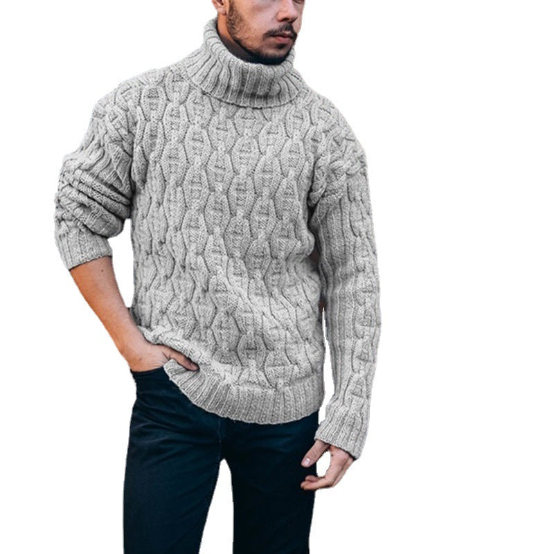 Kenzo Cortese Maglione Uomo in Maglia Câblée – Col Montant Caldo in Lana Mélangée Automne & Inverno