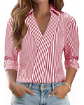 Erma Camicetta Donna – Scollo a V con Col Camicia, Manches 3/4 Elegante Business Casual