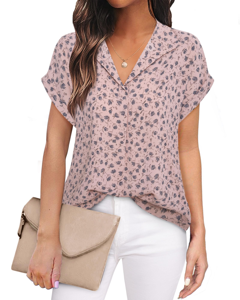 Eluna Camicetta Donna – Blusa Fluida in Mousseline Scollo a V Elegante Business Casual