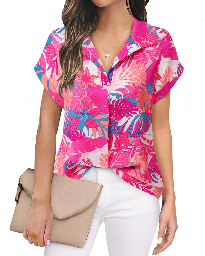 Eluna Camicetta Donna – Blusa Fluida in Mousseline Scollo a V Elegante Business Casual