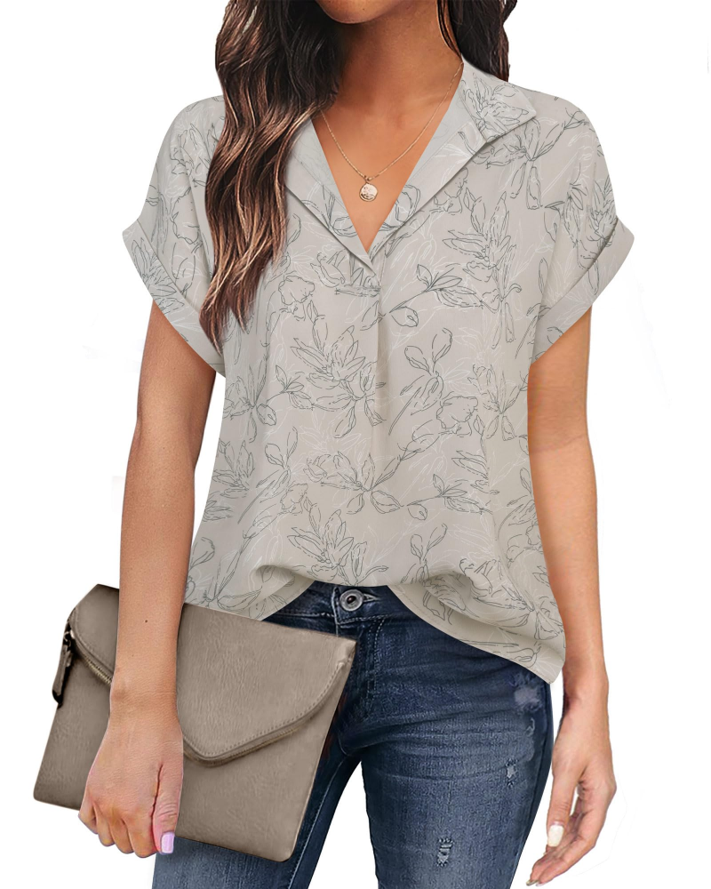 Eluna Camicetta Donna – Blusa Fluida in Mousseline Scollo a V Elegante Business Casual