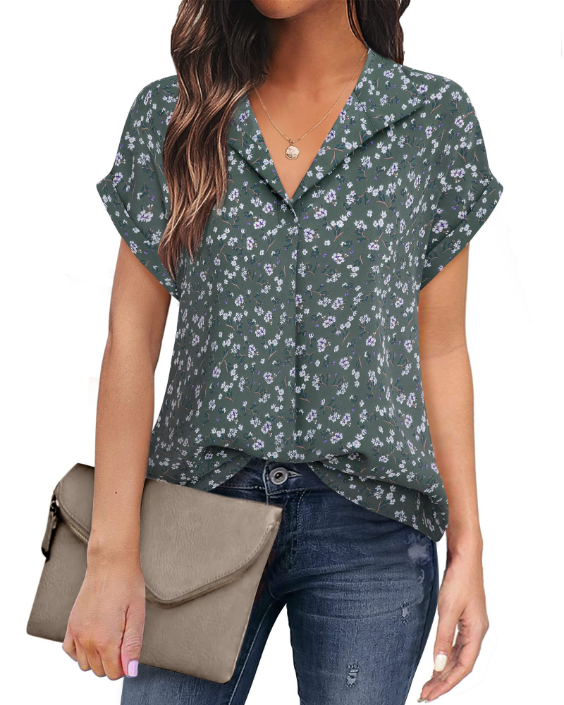 Eluna Camicetta Donna – Blusa Fluida in Mousseline Scollo a V Elegante Business Casual