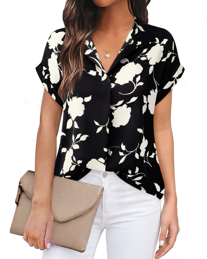 Eluna Camicetta Donna – Blusa Fluida in Mousseline Scollo a V Elegante Business Casual