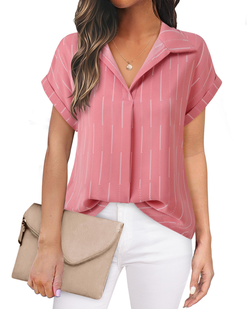 Eluna Camicetta Donna – Blusa Fluida in Mousseline Scollo a V Elegante Business Casual