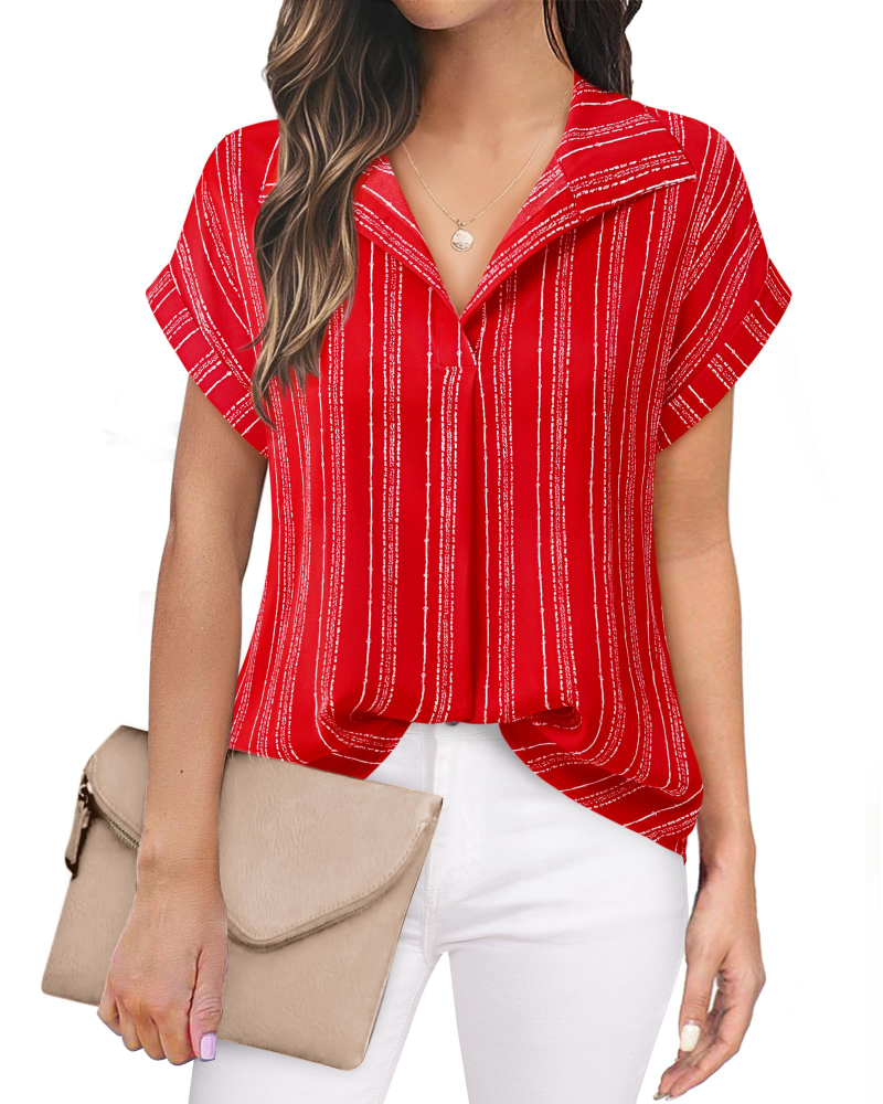 Eluna Camicetta Donna – Blusa Fluida in Mousseline Scollo a V Elegante Business Casual