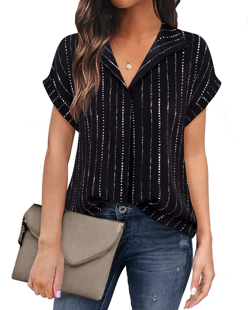 Eluna Camicetta Donna – Blusa Fluida in Mousseline Scollo a V Elegante Business Casual