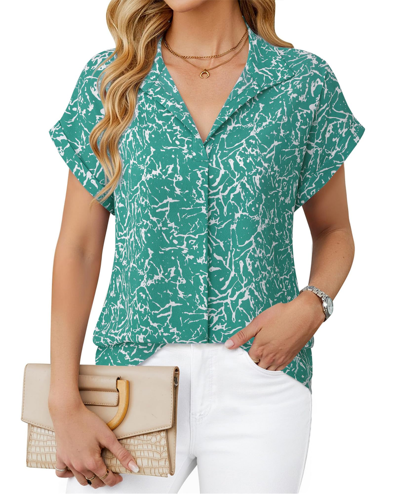 Eluna Camicetta Donna – Blusa Fluida in Mousseline Scollo a V Elegante Business Casual