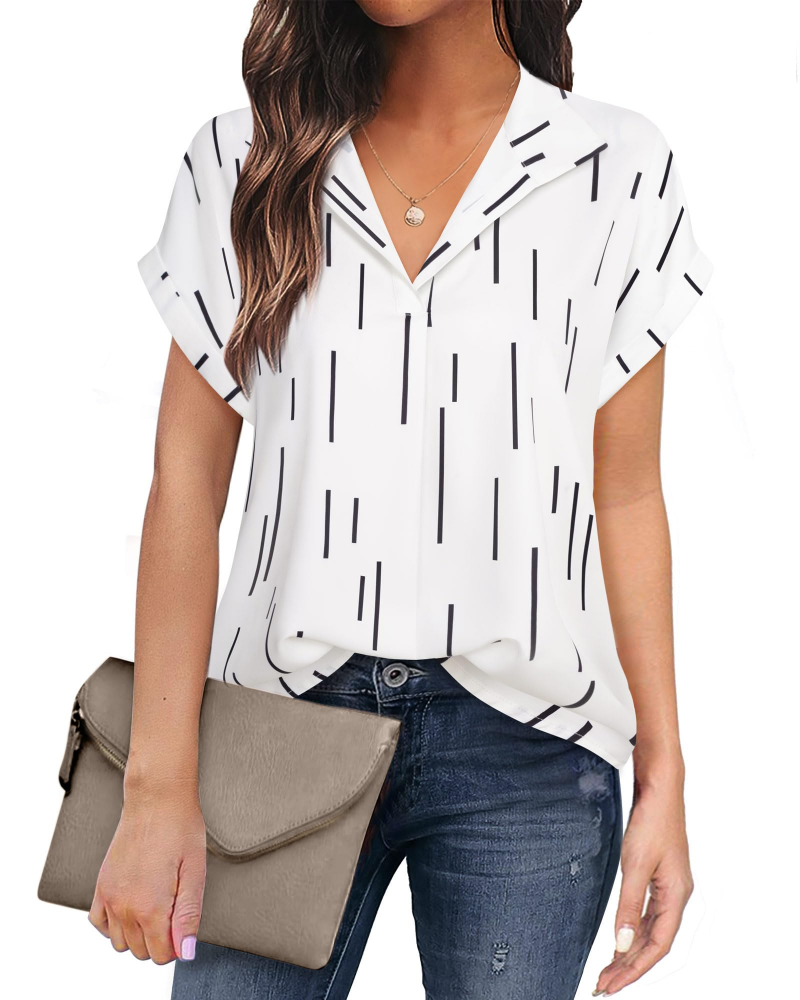 Eluna Camicetta Donna – Blusa Fluida in Mousseline Scollo a V Elegante Business Casual
