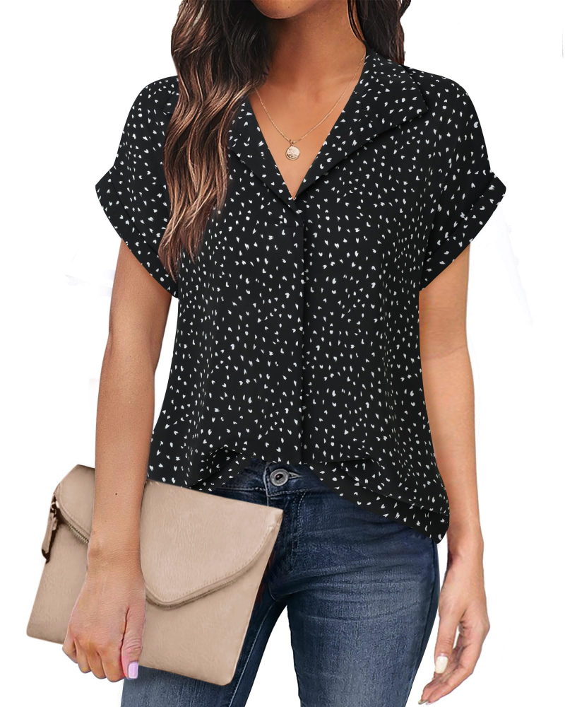 Eluna Camicetta Donna – Blusa Fluida in Mousseline Scollo a V Elegante Business Casual