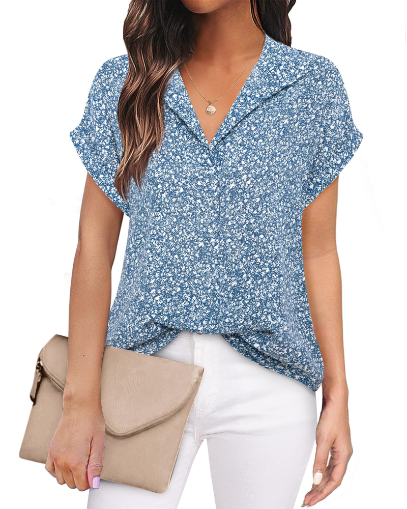 Eluna Camicetta Donna – Blusa Fluida in Mousseline Scollo a V Elegante Business Casual