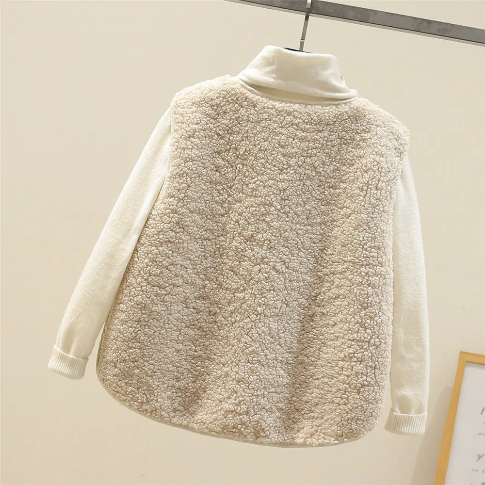 Kate Cardigan Donna Senza Maniche – Sherpa Effet Lana di Mouton Caldo, Leggero & Casual