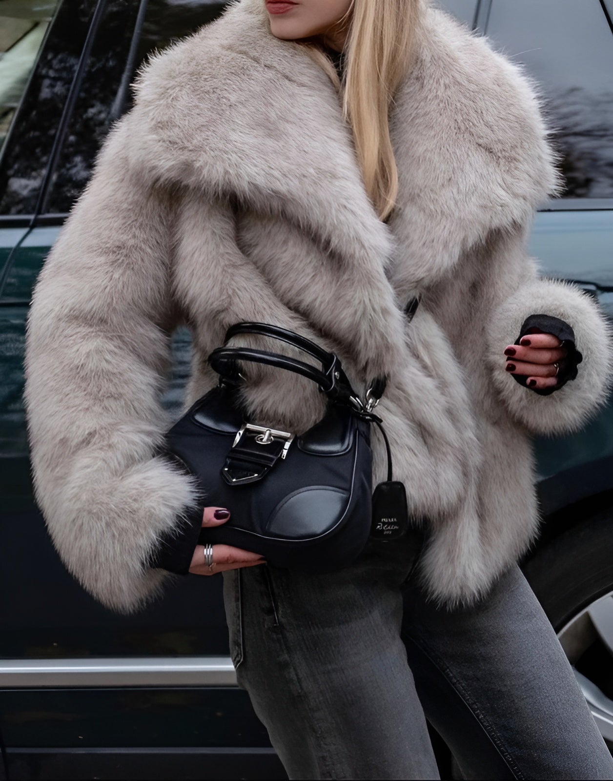 Julien Cappotto Faux-Fur Donna – Giacca Inverno Morbida & Chaude con Linea Casual Elegante