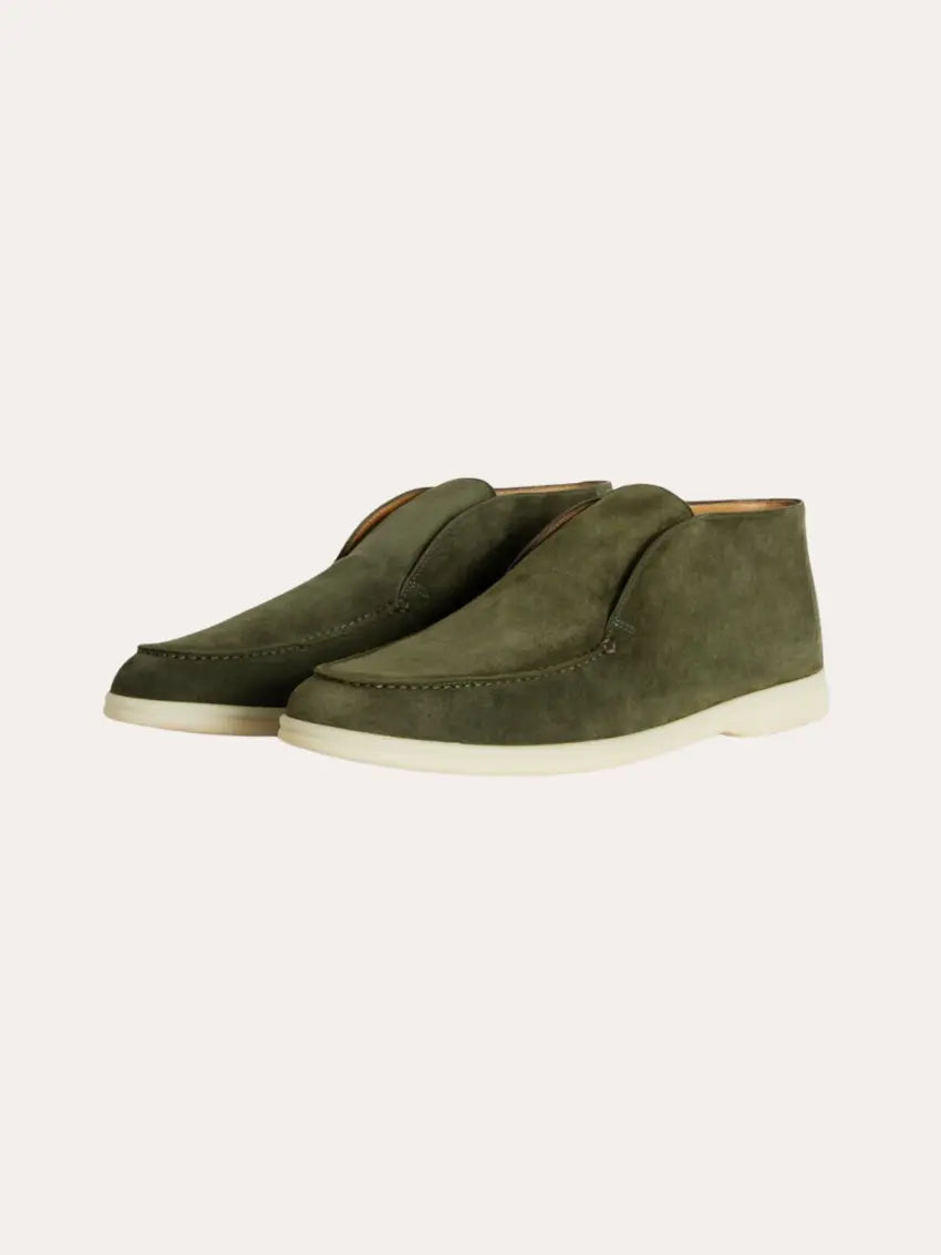 Mocassini Uomo in pelle scamosciata verde scuro, casual eleganti — vista 5