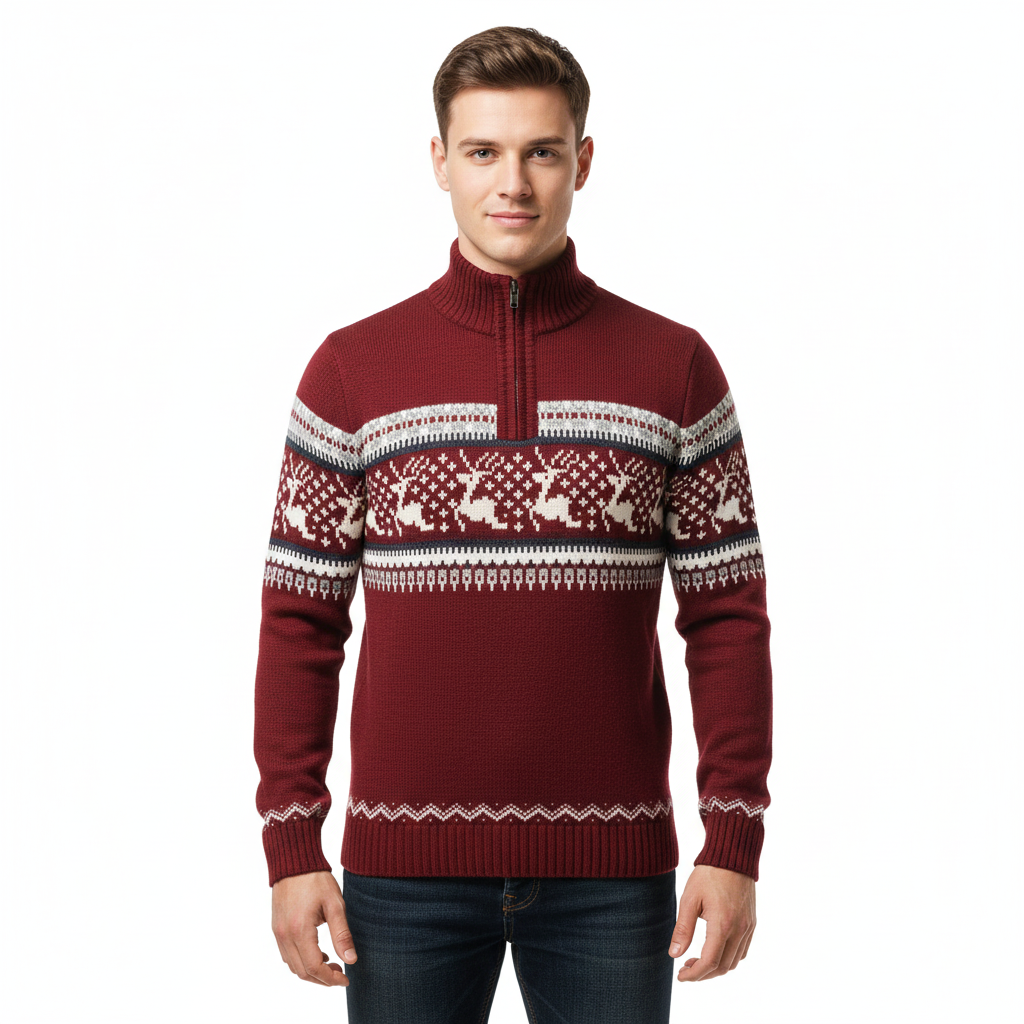 Orly Maglione di Noël Uomo – Tricot Caldo con Motifs Festifs & Linea Confortevole