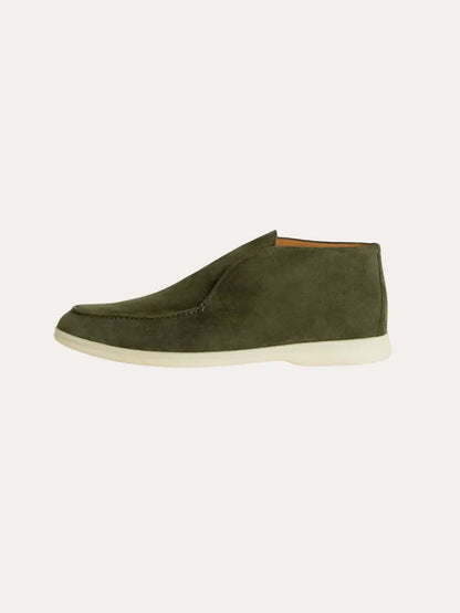 Mocassini Uomo in pelle scamosciata verde scuro, casual eleganti — vista 4