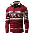 Noah Maglione Uomo Demi-Zip – Maglione Nordic a Motif Géométrique & Rennes, Linea Confortevole
