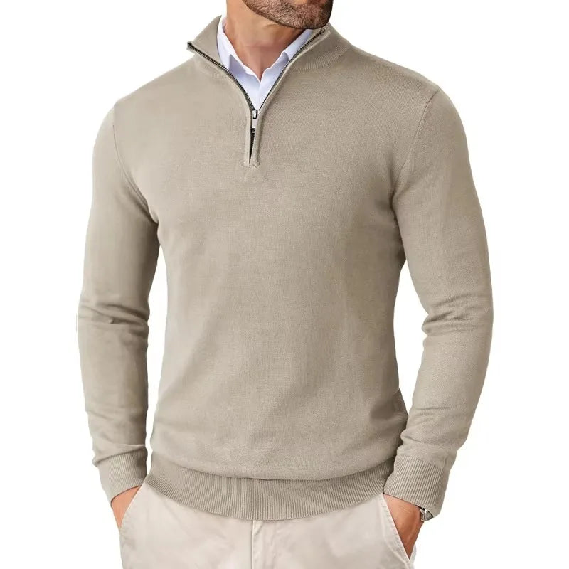 Maglione Uomo collo zip in misto cotone, modello Zane — vista 4