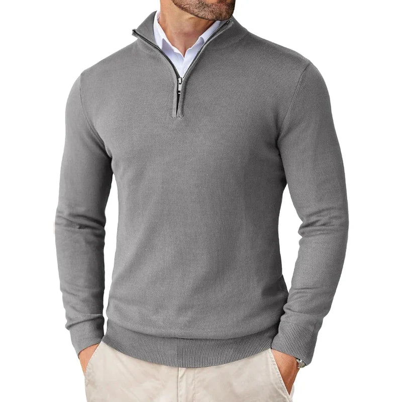 Maglione Uomo collo zip in misto cotone, modello Zane — vista 13