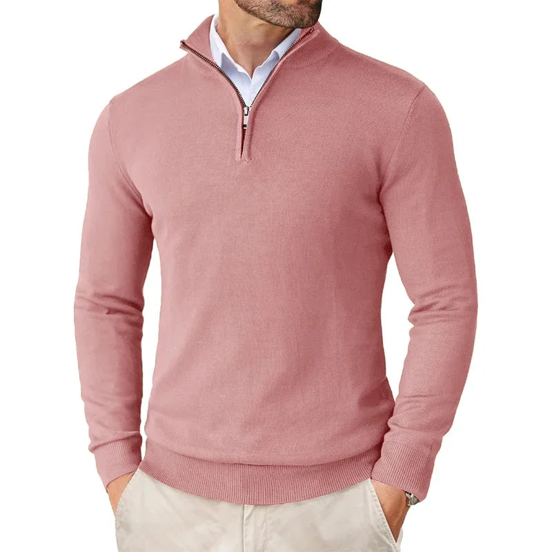 Maglione Uomo collo zip in misto cotone, modello Zane — vista 8