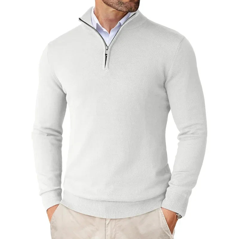 Maglione Uomo collo zip in misto cotone, modello Zane — vista 11