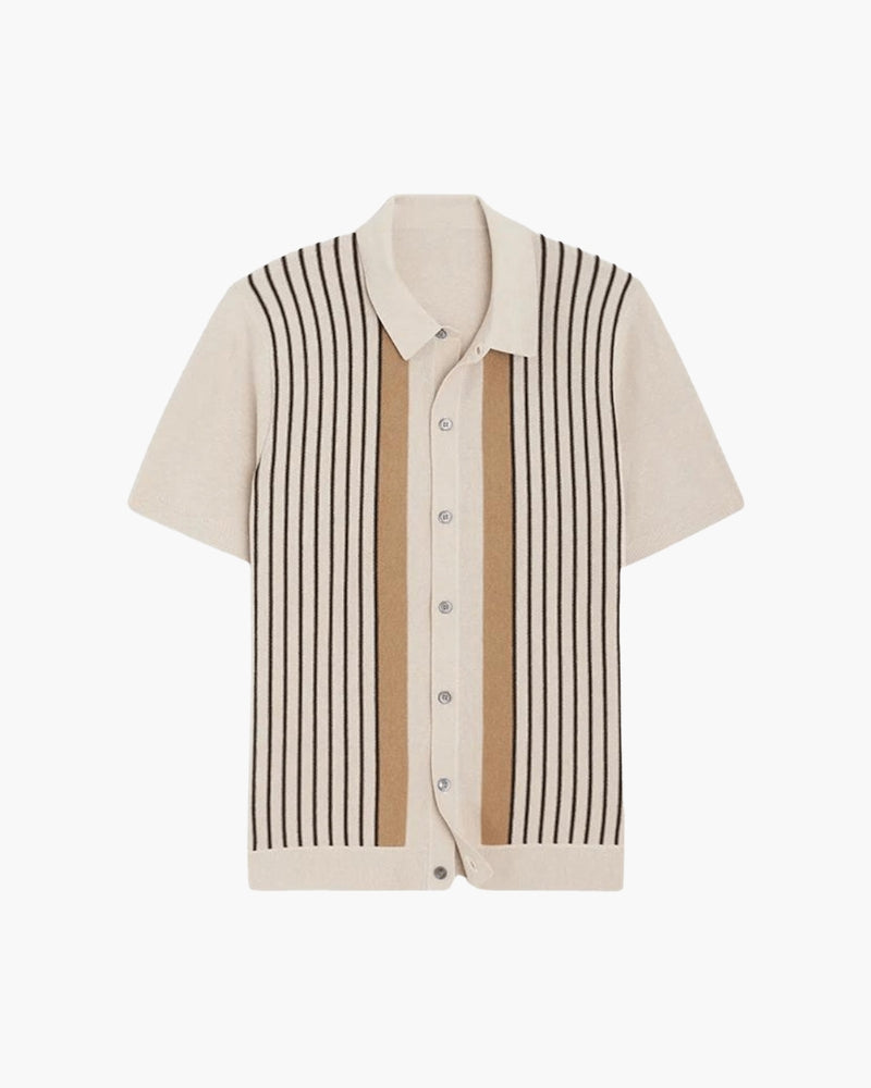 Polo Uomo in maglia beige, a righe