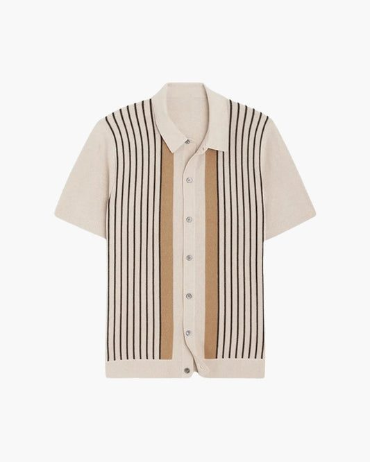 Polo Uomo in maglia beige, a righe