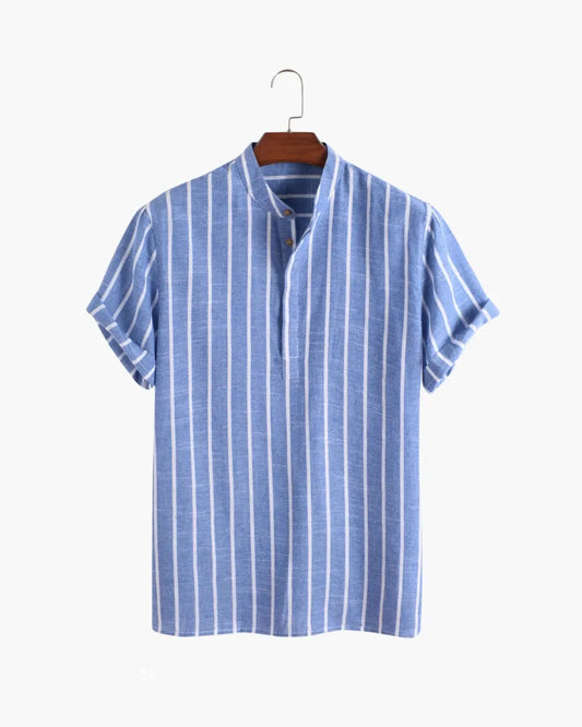 Polo Uomo in cotone biologico blu, stile marinaio