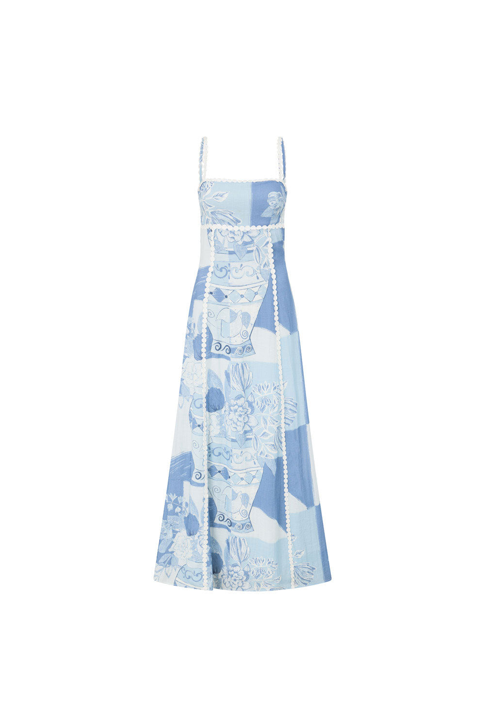 Mirasol Abito Maxi Donna – Abito Longue Scollo Quadrato, Dos Noué & Stampa Méditerranéen