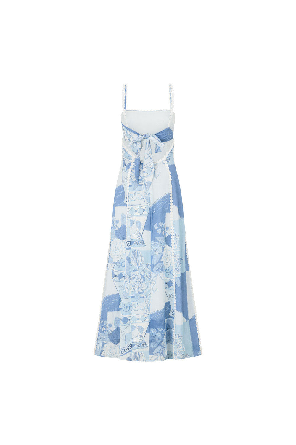 Mirasol Abito Maxi Donna – Abito Longue Scollo Quadrato, Dos Noué & Stampa Méditerranéen