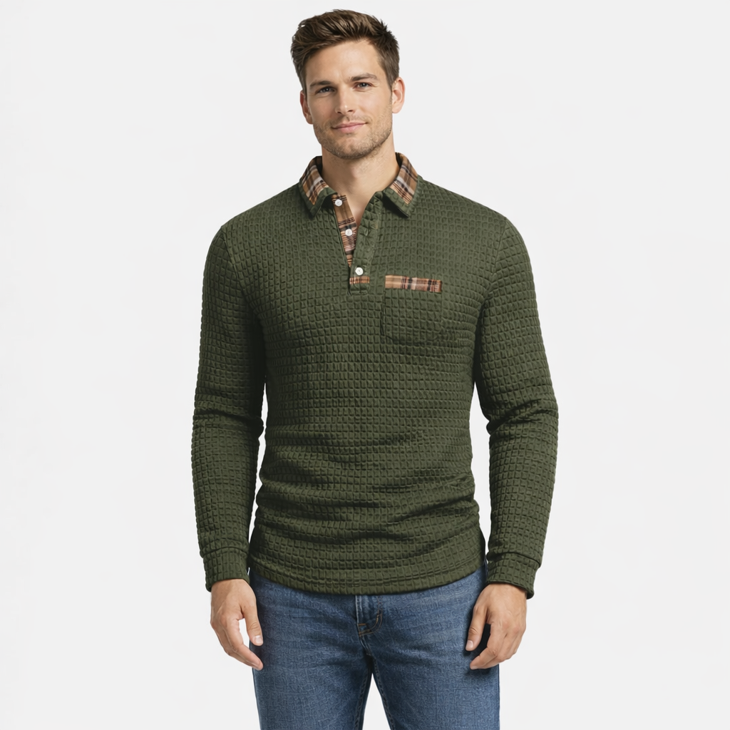 Jack Polo Uomo Dumont Lyon – Motif a Carreaux Elegante, Maniche Lunghe & Style Raffiné