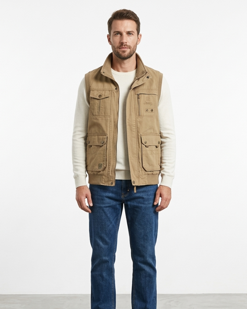 Louis Cardigan Uomo Multi-Tasche – Cardigan Outdoor Senza Maniche Résistant Style Utilitaire