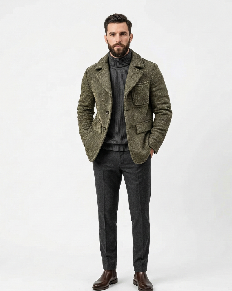 Julien Cappotto Uomo Lana – Linea Régulière, Col a Revers, Cappotto Inverno Elegante
