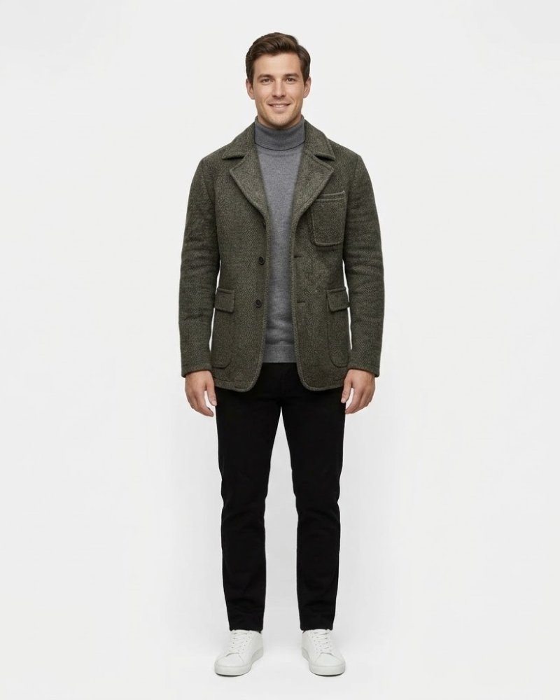 Julien Cappotto Uomo Lana – Linea Régulière, Col a Revers, Cappotto Inverno Elegante