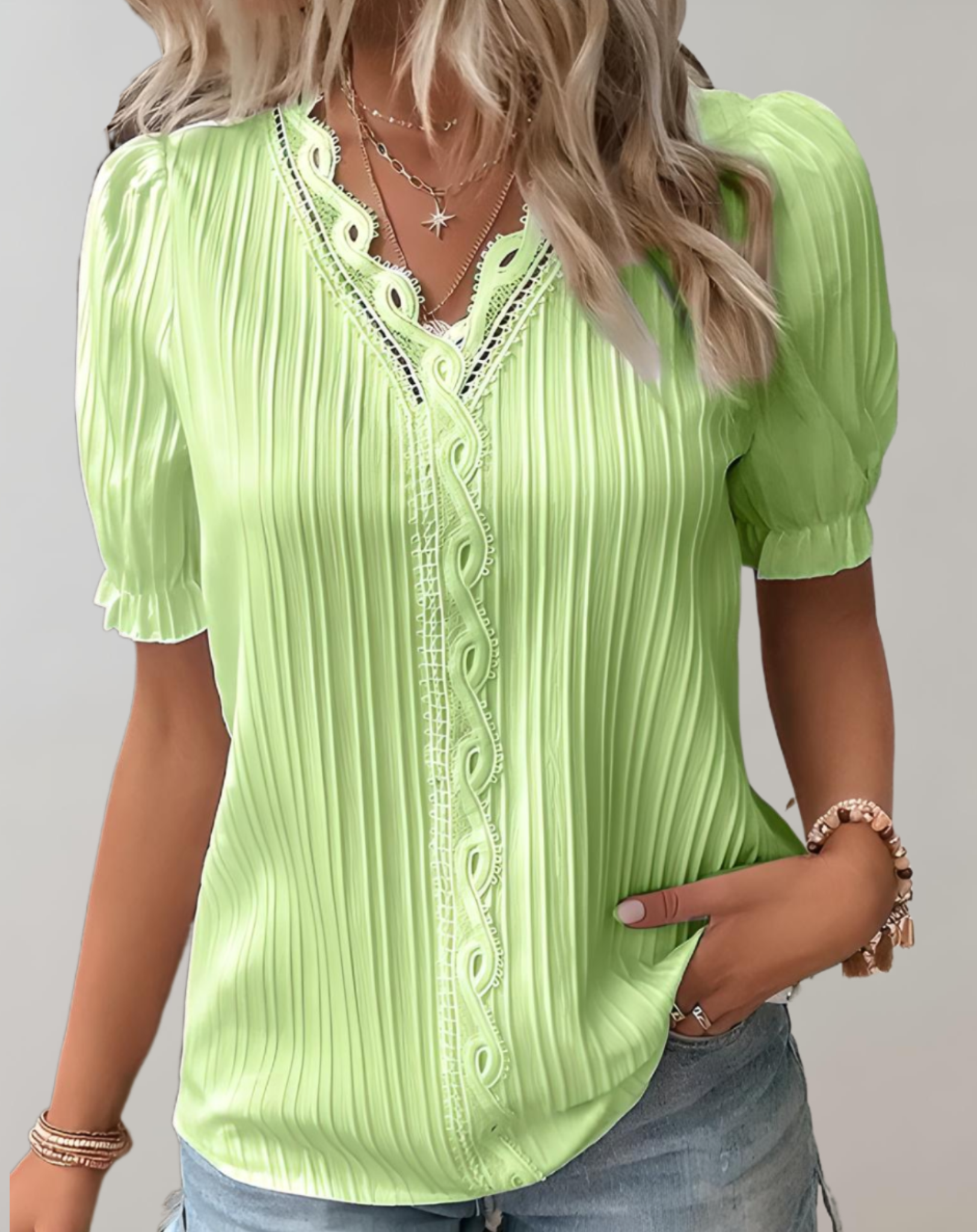 Kehlani Blusa Donna – Blusa Plissée Chic con Détails Subtils & Style Casual Elegante