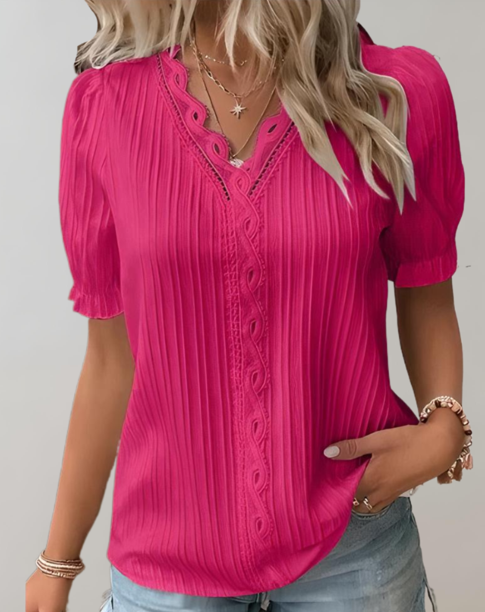 Kehlani Blusa Donna – Blusa Plissée Chic con Détails Subtils & Style Casual Elegante
