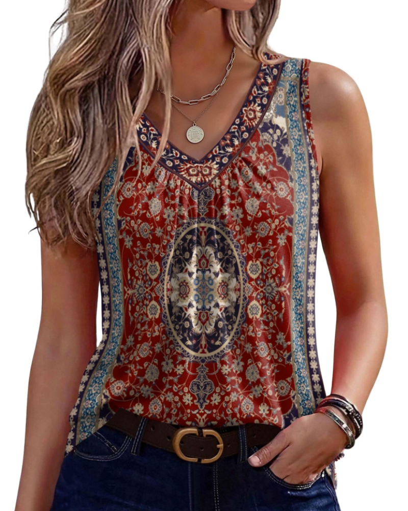 Kaira Top Donna Senza Maniche – Débardeur Scollo a V Plissettato, Linea Fluida Elegante Estate