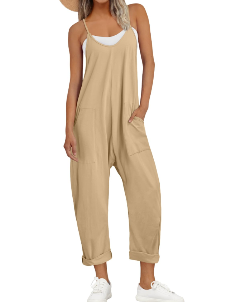 Kathrine Combinaison Donna – Combinaison Estate Ampia Bretella, Scollo a V & Tasche Casual Chic