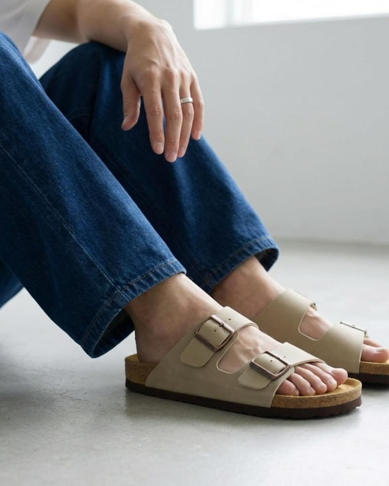 Knoah Sandali Uomo – Slides Comfort con Semelle Liège & Double Boucle Réglable