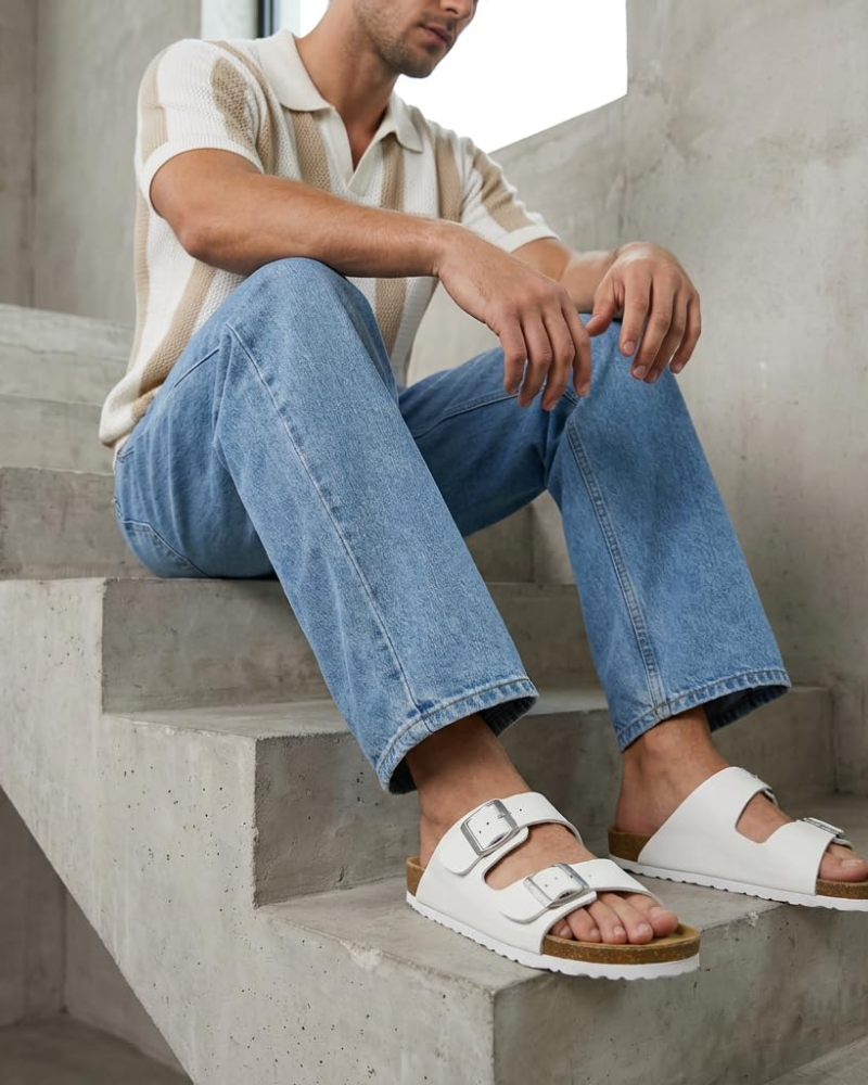 Knoah Sandali Uomo – Slides Comfort con Semelle Liège & Double Boucle Réglable