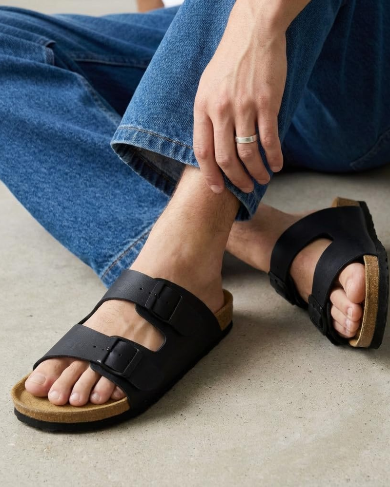 Knoah Sandali Uomo – Slides Comfort con Semelle Liège & Double Boucle Réglable