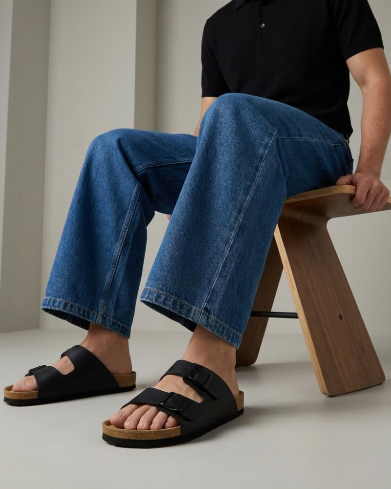 Knoah Sandali Uomo – Slides Comfort con Semelle Liège & Double Boucle Réglable