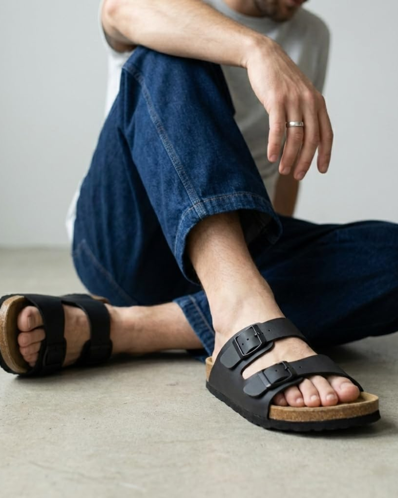 Knoah Sandali Uomo – Slides Comfort con Semelle Liège & Double Boucle Réglable